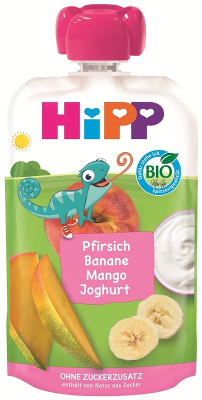HiPP BIO Kapsička broskev, banán, mango a jogurt