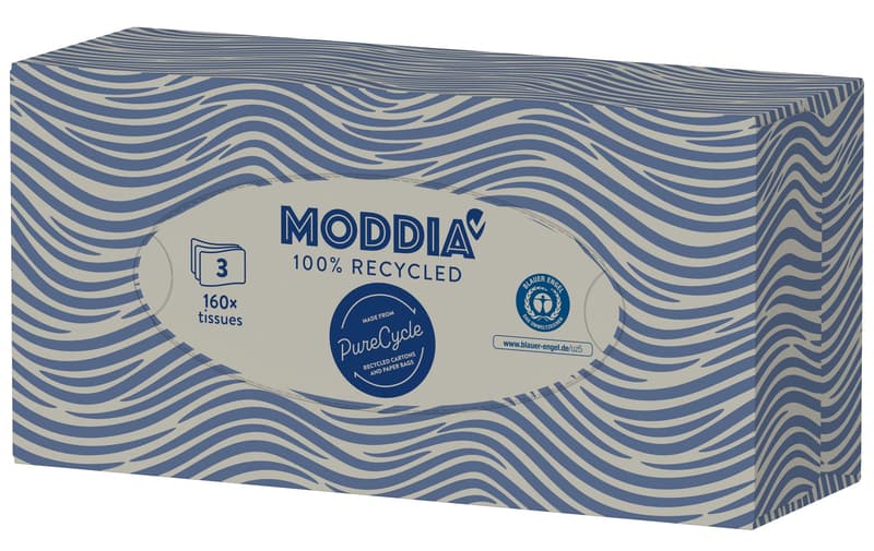 Moddia Papírové kapesníčky PureCycle 3vrstvé box