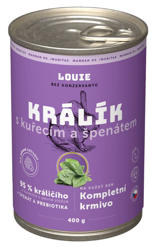 Louie Kompletní krmivo králík s kuřecím a špenátem pro psy