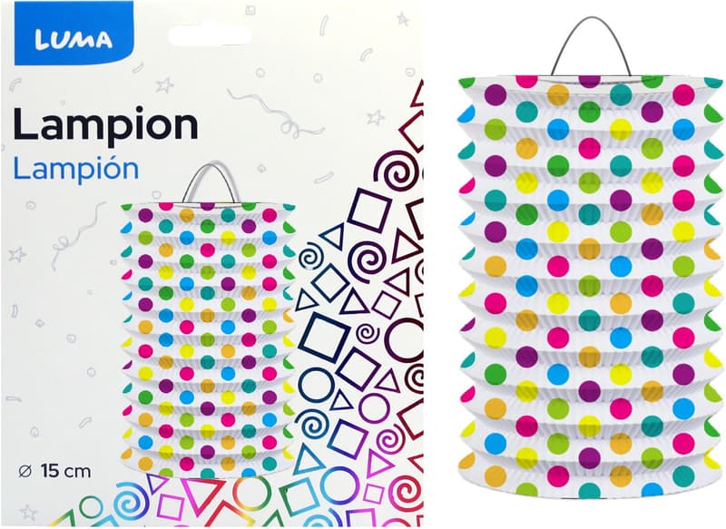 Luma Lantern cylinder polka dots colorful 15 cm