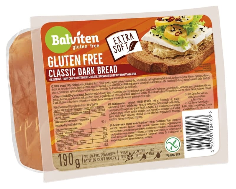 Balviten Classic dark bread sliced
