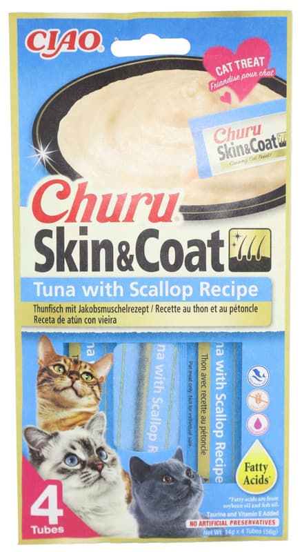 Inaba Churu Skin & Coat tuna and scallop 4×14 g