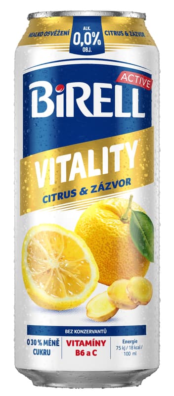 Birell 0.0 Vitality Citrus & Ginger non-alcoholic beer with less sugar 4×0,5 l can