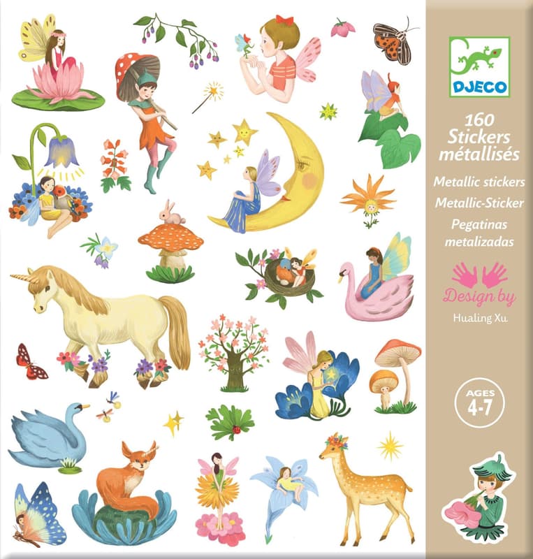 Djeco Metallic Stickers Fairies and Unicorns