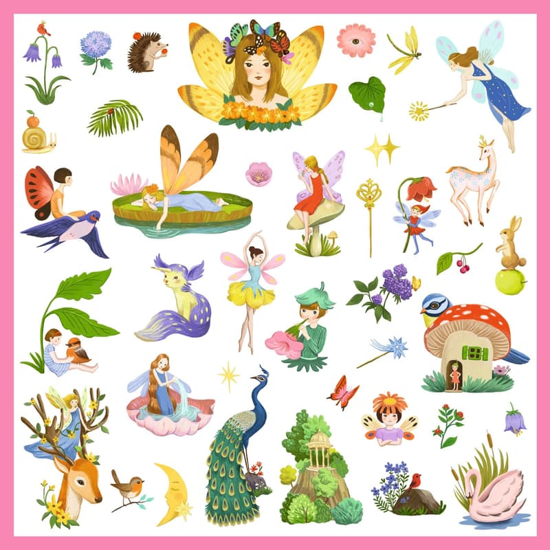 Djeco Metallic Stickers Fairies and Unicorns