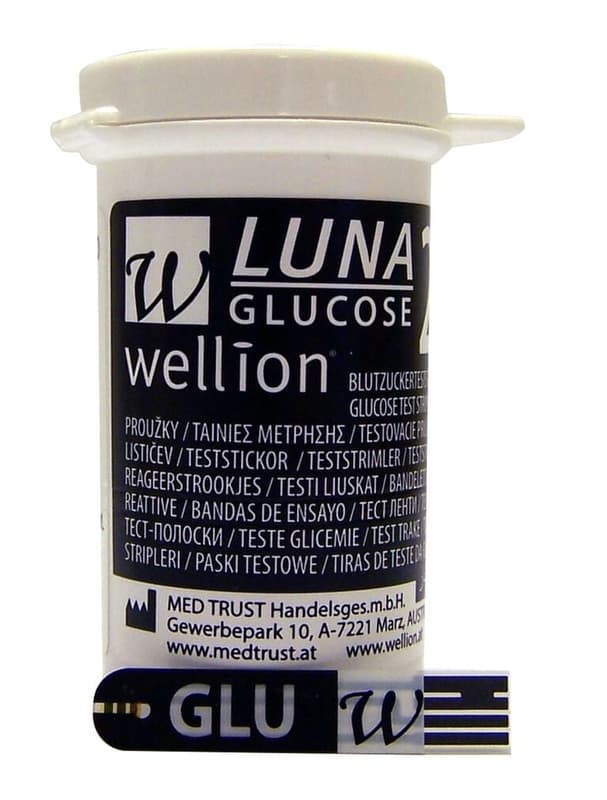 WELLION LUNA GLUKÓZOVÉ DIAGNOSTICKÉ PROUŽKY PROUŽKY DIAGNOSTICKÉ, TESTOVACÍ, DO GLUKOMETRU LUN