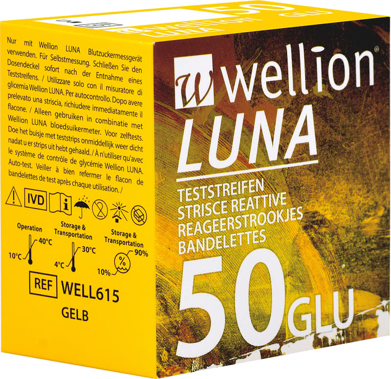 WELLION LUNA GLUKÓZOVÉ DIAGNOSTICKÉ PROUŽKY PROUŽKY DIAGNOSTICKÉ, TESTOVACÍ, DO GLUKOMETRU LUN