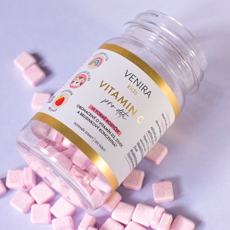Venira kids Vitamin C jahoda tbl.120