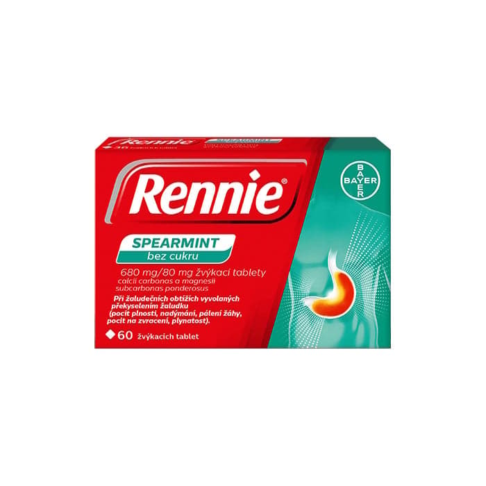 RENNIE SPEARMINT SUGAR-FREE 680MG/80MG chewable tablet 60