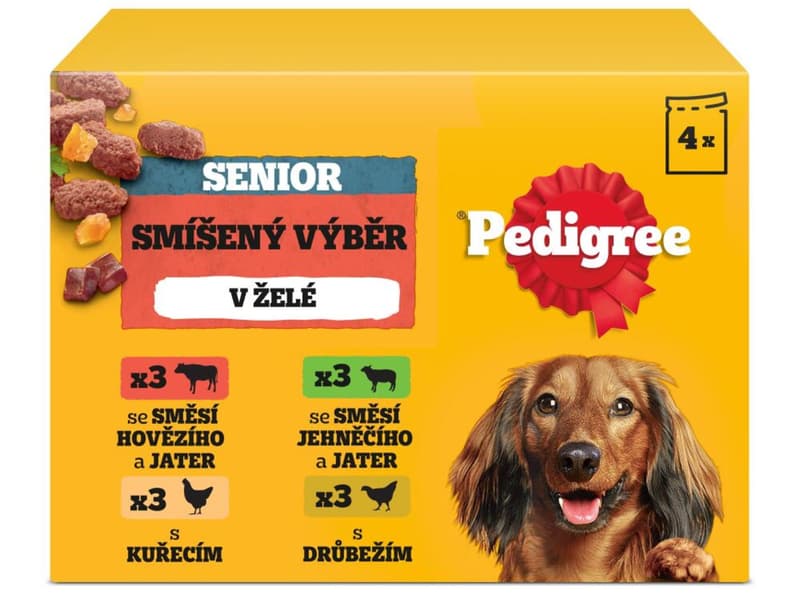 Pedigree Senior kapsičky v želé smíšený výběr pro psy 12×100 g