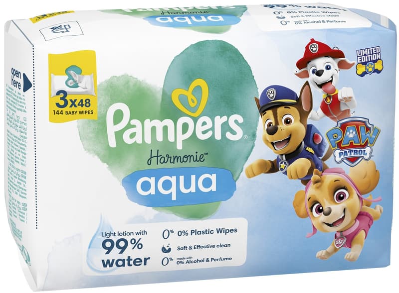 Pampers Harmonie Aqua dětské čisticí ubrousky 3×48 ks