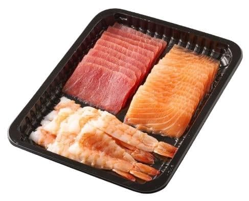 Oceans Sushi set 3 (salmon sashimi slices, tuna sashimi slices, ebi shrimp)