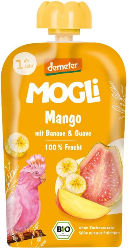 Mogli BIO Mango pocket with banana and guava with Demeter certification