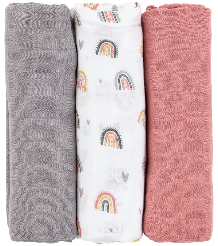 Petite & Mars Moussy Rose Rainbows Bamboo Muslin Diaper Set