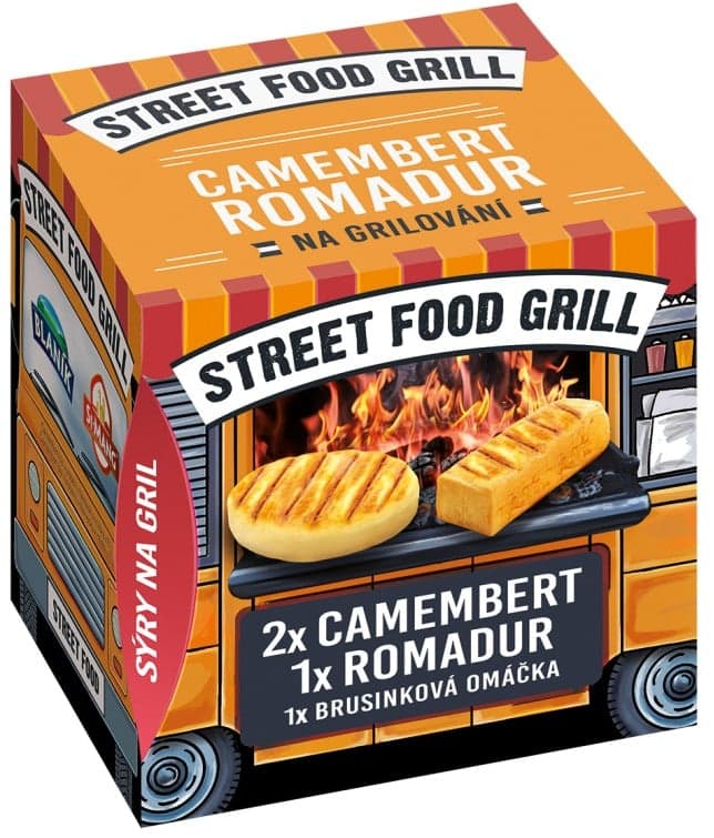 Street food Grilovací sýry camembert, romadur a brusinková omáčka