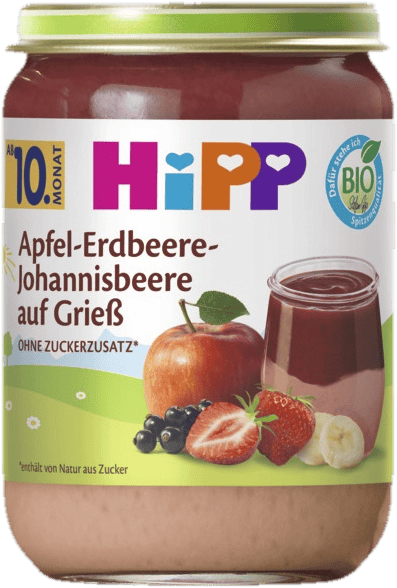HiPP BIO Krupička s jablky, jahodami a černým rybízem