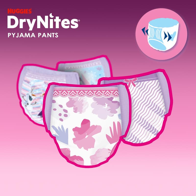 Huggies® DryNites jednorázové kalhotky na noc dívčí M (17–30 kg)