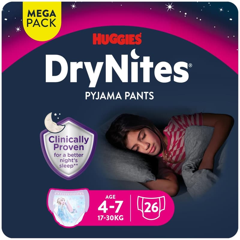 Huggies® DryNites jednorázové kalhotky na noc dívčí M (17–30 kg)