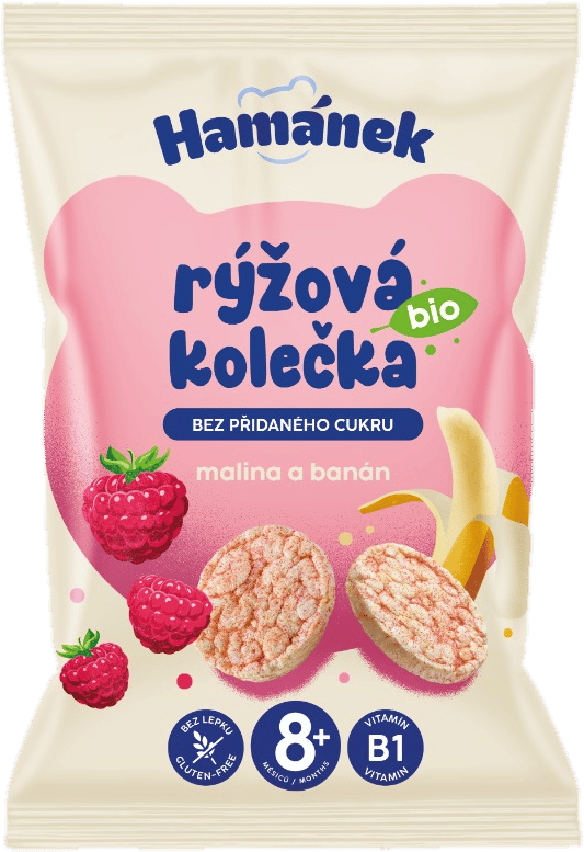 Hamánek BIO Rýžová kolečka malina a banán
