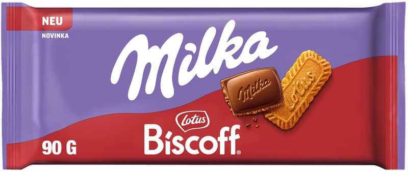 Milka chocolate Lotus Biscoff with pieces of caramelised biscuits in milk chocolate