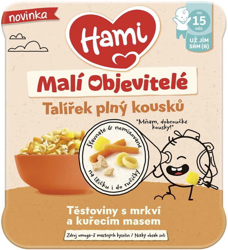 Hami Malí Objevitelé těstoviny s mrkví a kuřecím masem