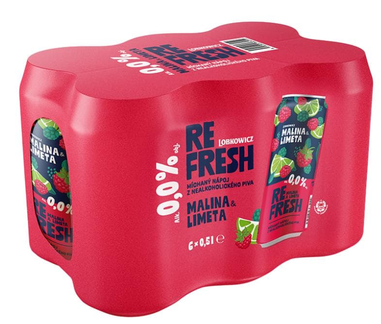 Lobkowicz Refresh Raspberry & Lime non-alcoholic beer mixed drink 6 × 0.5 L cans
