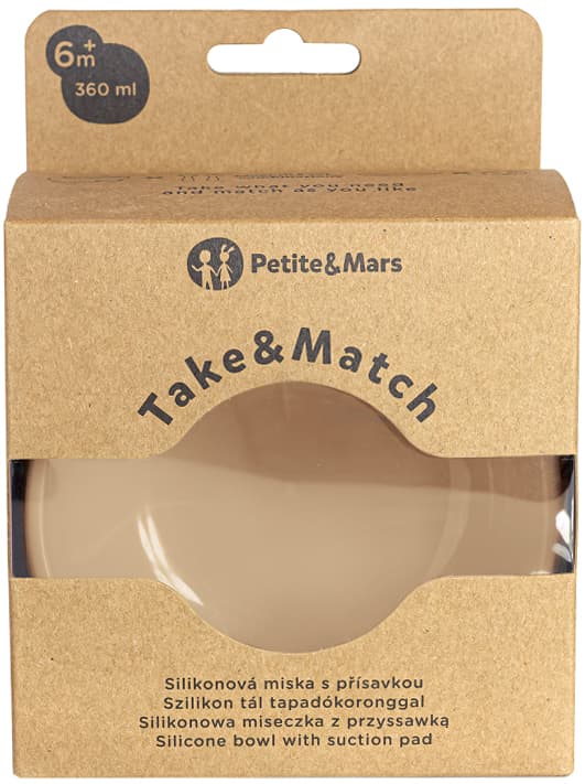 Petite & Mars Take & Match Desert Sand silicone bowl with suction cup 6m+