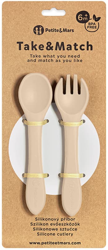 Petite & Mars Take & Match Desert Sand silicone cutlery 6m+