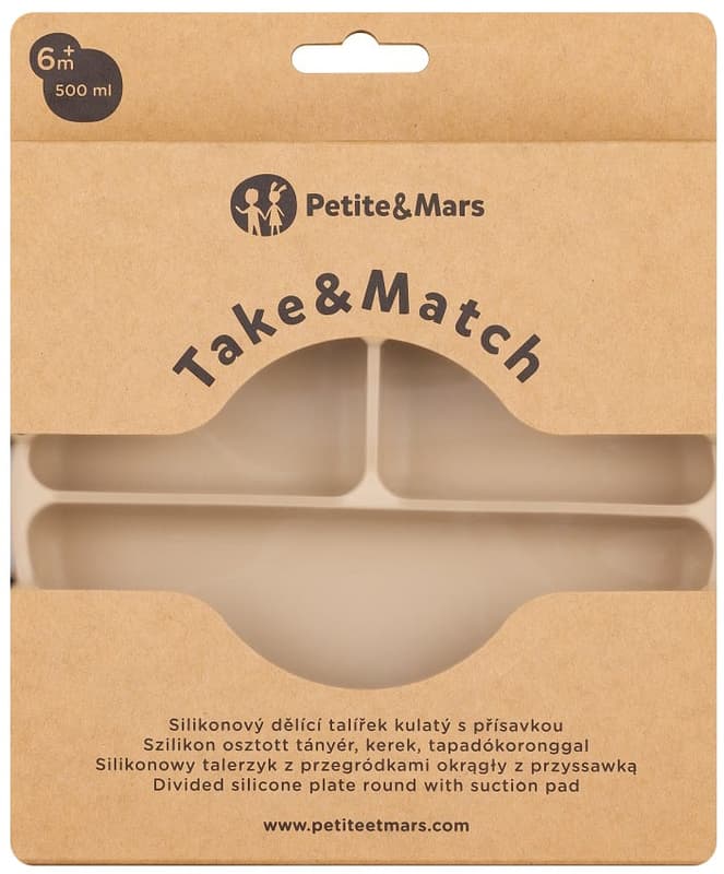 Petite & Mars Take & Match Desert Sand silicone dividing plate round 6m+