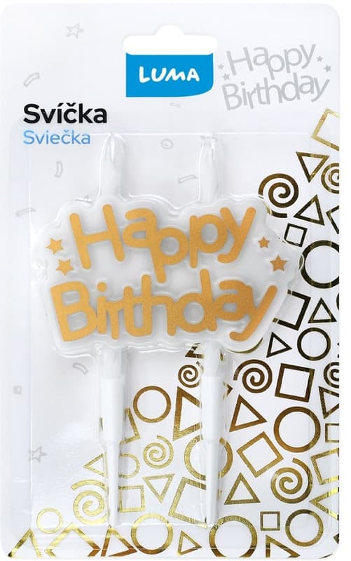 Luma Svíčka Happy Birthday zlatá