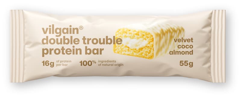 Vilgain Double Trouble Protein Bar Proteinová kokosová tyčinka v bílé čokoládě