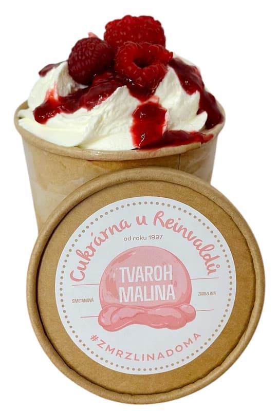 Cukrárna u Reinvaldů Tvaroh a malina zmrzlina