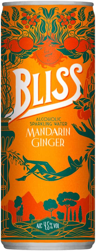 Bliss mandarinka a zázvor, perlivá voda s kapkou vína 4,5% obj.