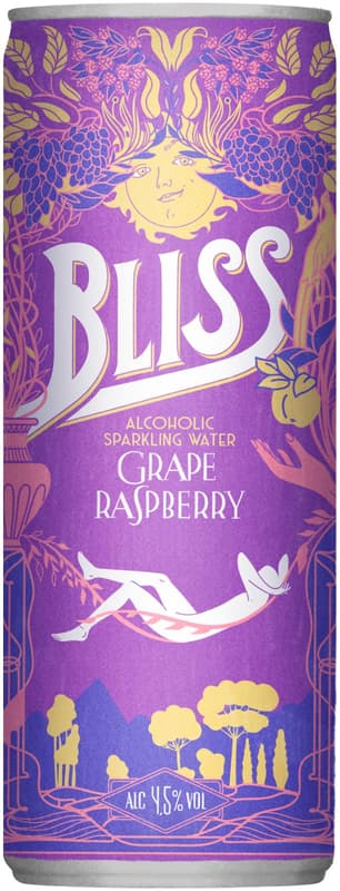 Bliss hrozny a malina, perlivá voda s kapkou vína 4,5% obj.