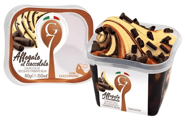 G7 Affogato al cioccolato zmrzlina s kakaovým sirupem