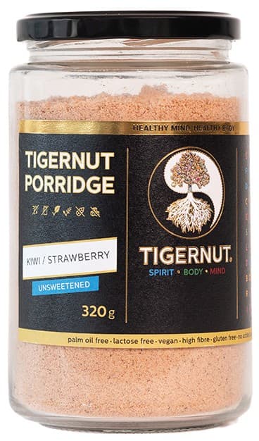 Tigernut Kaše z tygřích ořechů se sušeným kiwi a lyofilizovanými jahodami