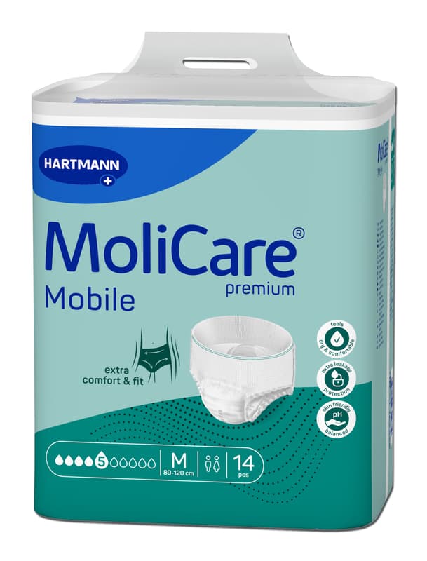 KALHOTKY NAVLÉKACÍ MOLICARE MOBILE 5 KAPEK M BOKY 80-120CM,1095ML,14KS