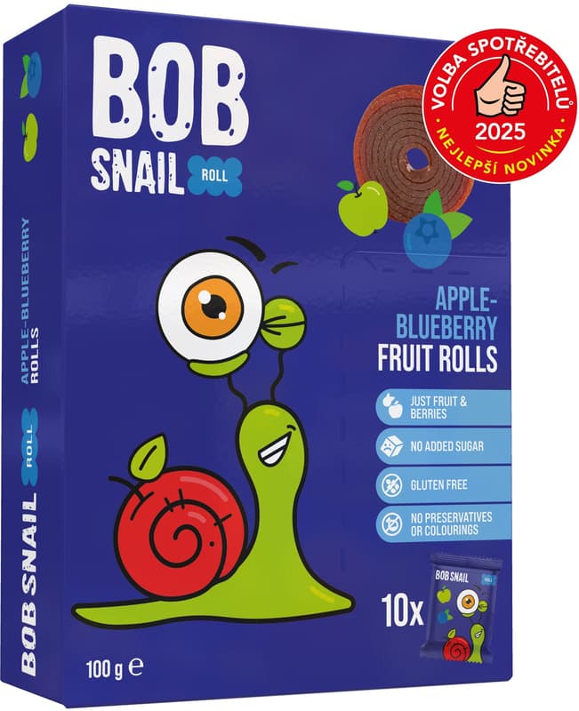 Šnek Bob Ovocné rolky jablko a borůvka
