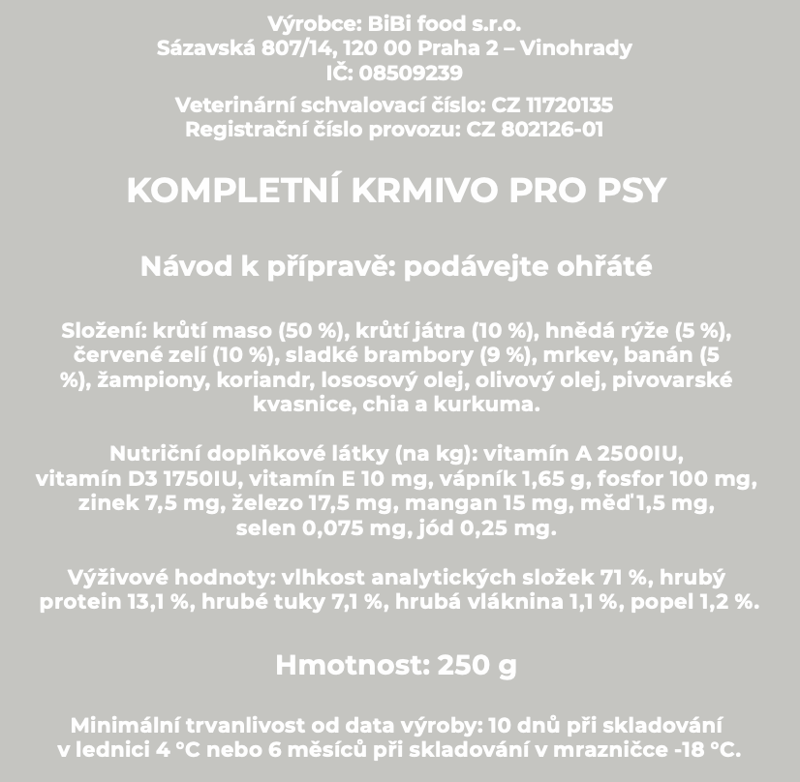BiBi Food Krůtí hudry – vařené psí jídlo