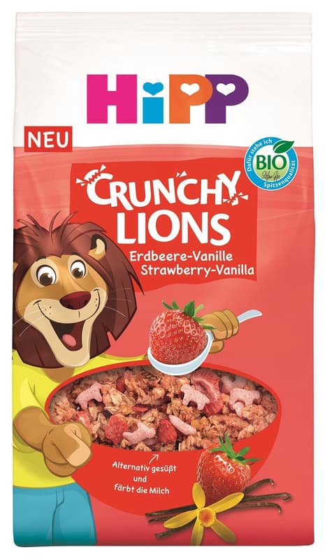 HiPP BIO Lion crunchy muesli strawberry and vanilla