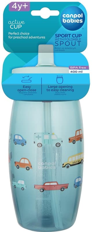 Canpol babies Cars lahev se sklápěcím pítkem 400 ml