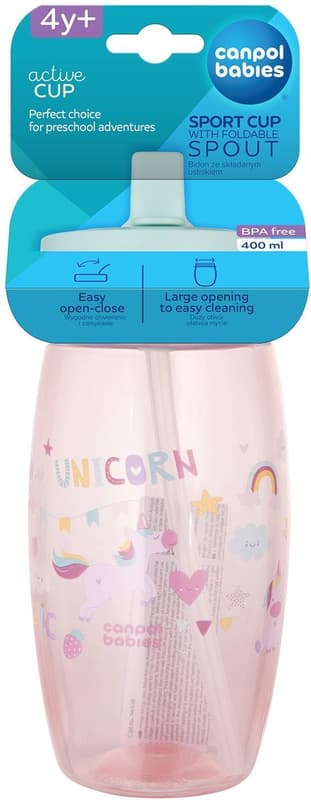 Canpol babies Unicorns sports bottle with foldable spout 400 ml