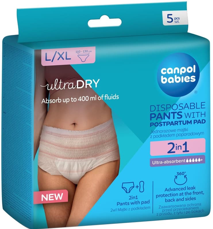Canpol babies Disposable postpartum panties with liner L/XL 2in1