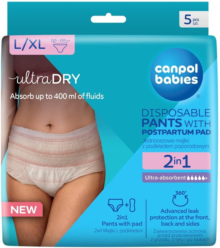Canpol babies Disposable postpartum panties with liner L/XL 2in1