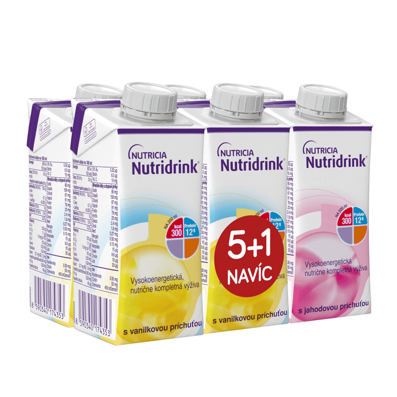Nutridrink balíček 5+1 (vanilka-jahoda) 6x200ml