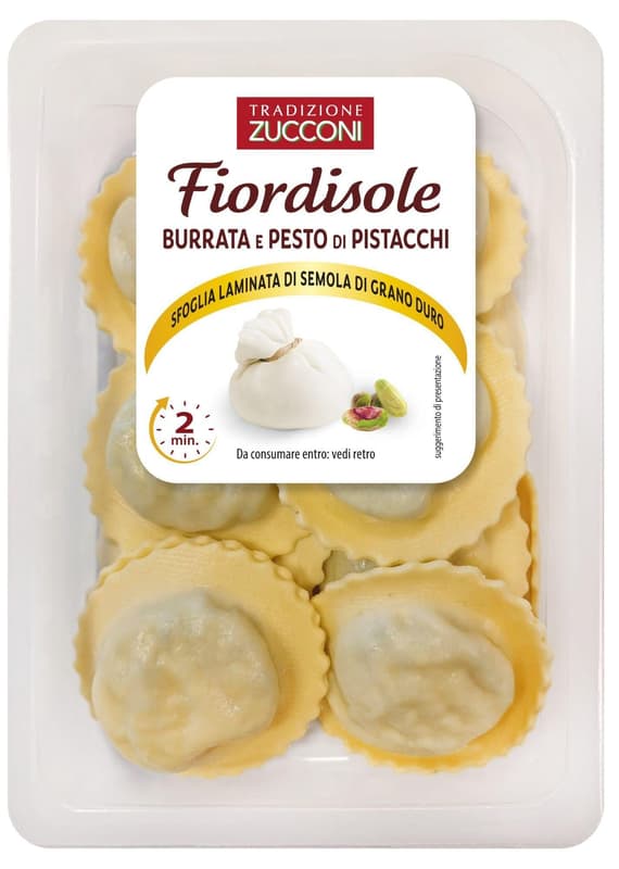 Zucconi Fior di sole stuffed with burrata and pistacchio nut pesto