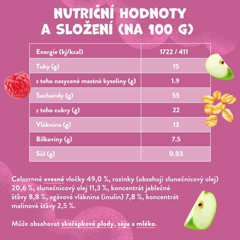 Goodies oat bar raspberry & apple 23 g