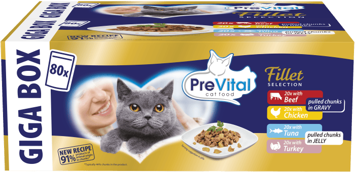 PreVital Pouches for cats mix of meat and fish in jelly 80×85 g