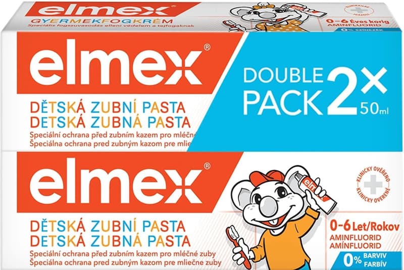 elmex Kids dětská zubní pasta pro děti 0–6 let (2×50 ml)