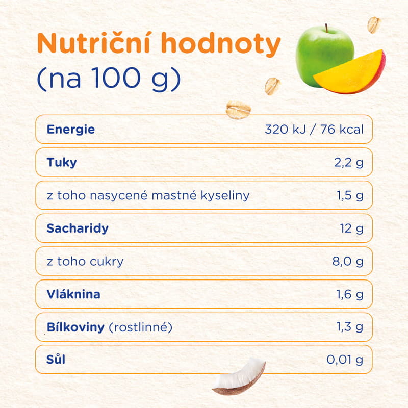 Sunar Smootík dětská kapsička mango, kokosové mléko a ovesné vločky